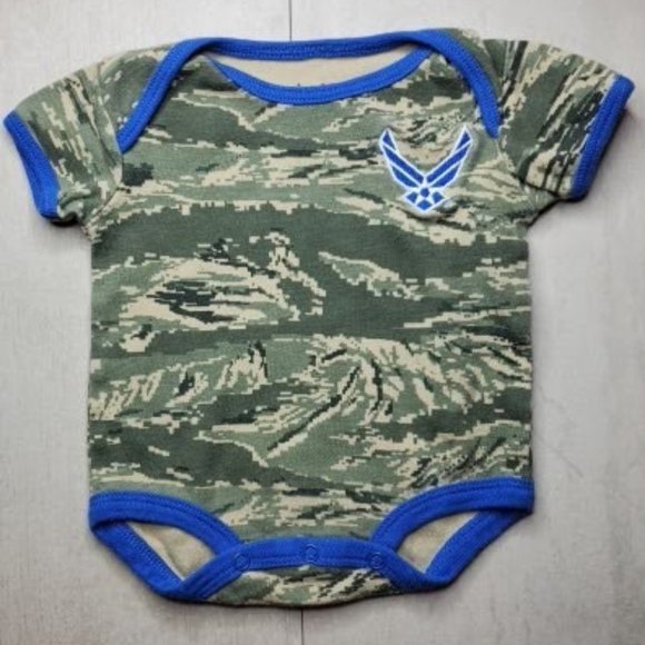 Tiny Trooper, Air Force Logo,  Camo,  0-3 Month Baby Bodysuit. - Picture 1 of 6
